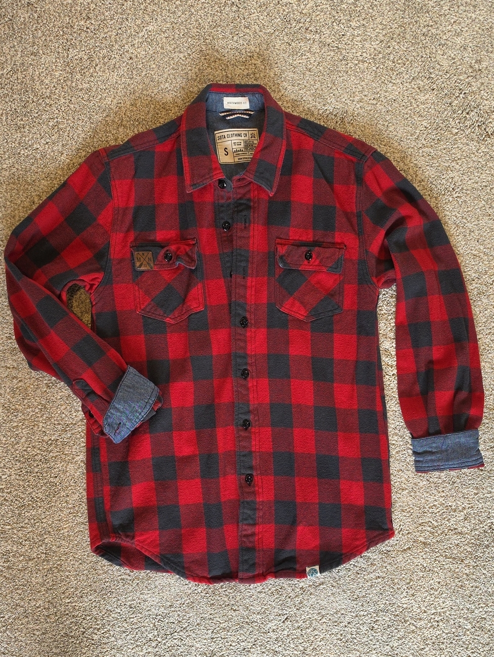Women's Red and Black Plaid Button-Down Shirt - Casual Flannel